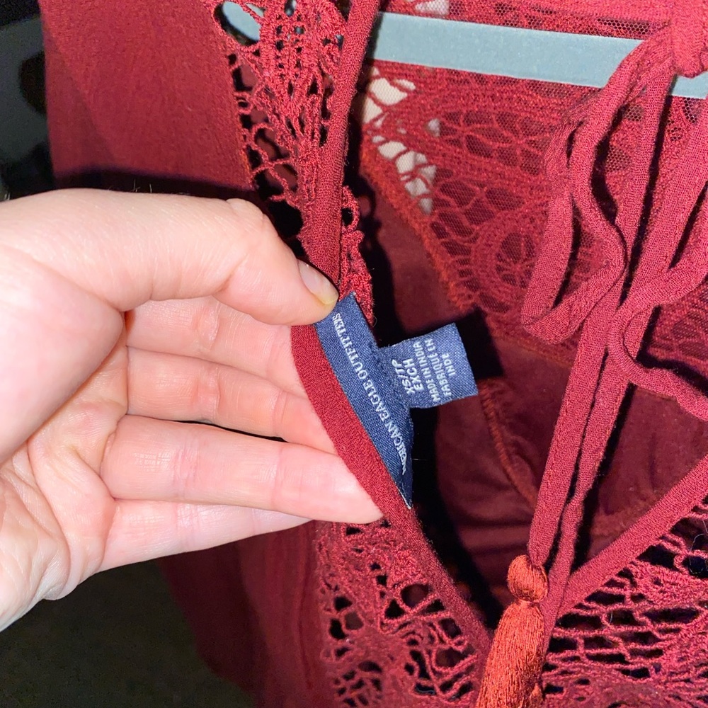 Maroon long sleeve mini dress